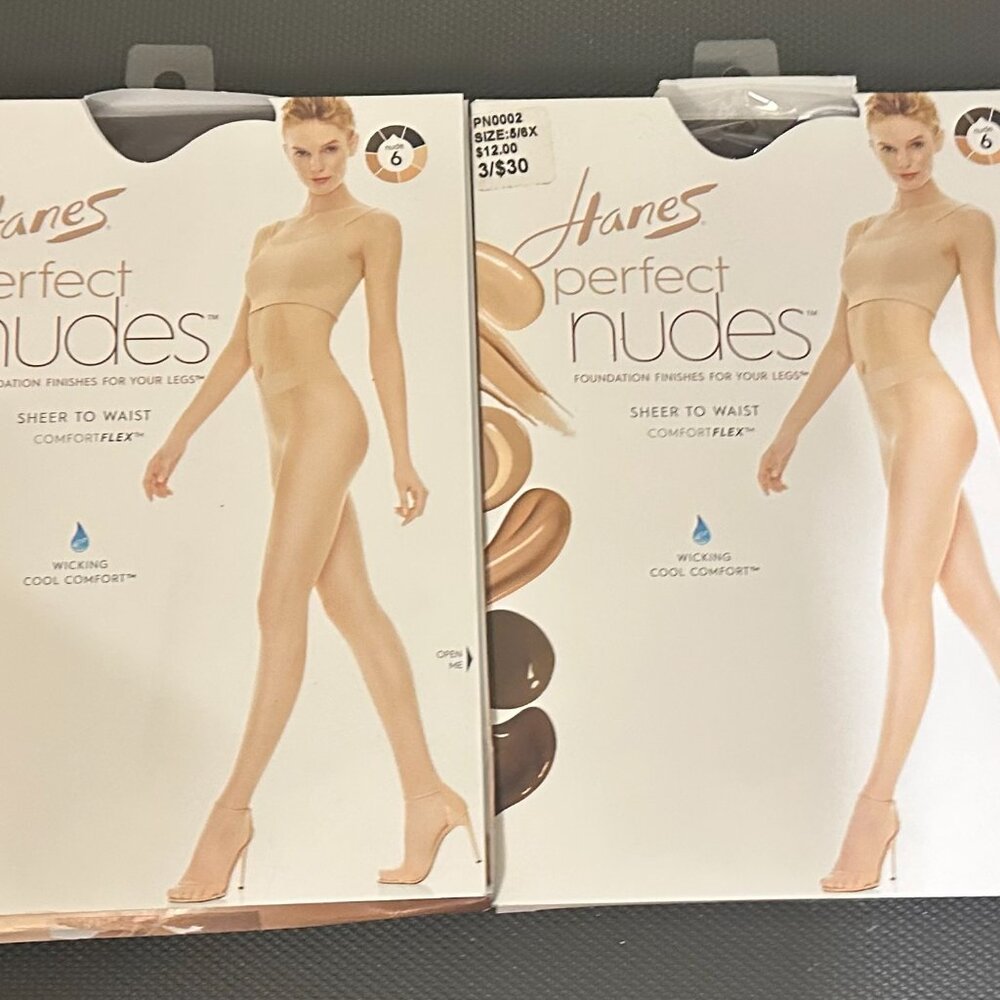 Lot of 2 Hanes Perfect Nudes Plus Size Pantyhose Nude 6 -  NIB